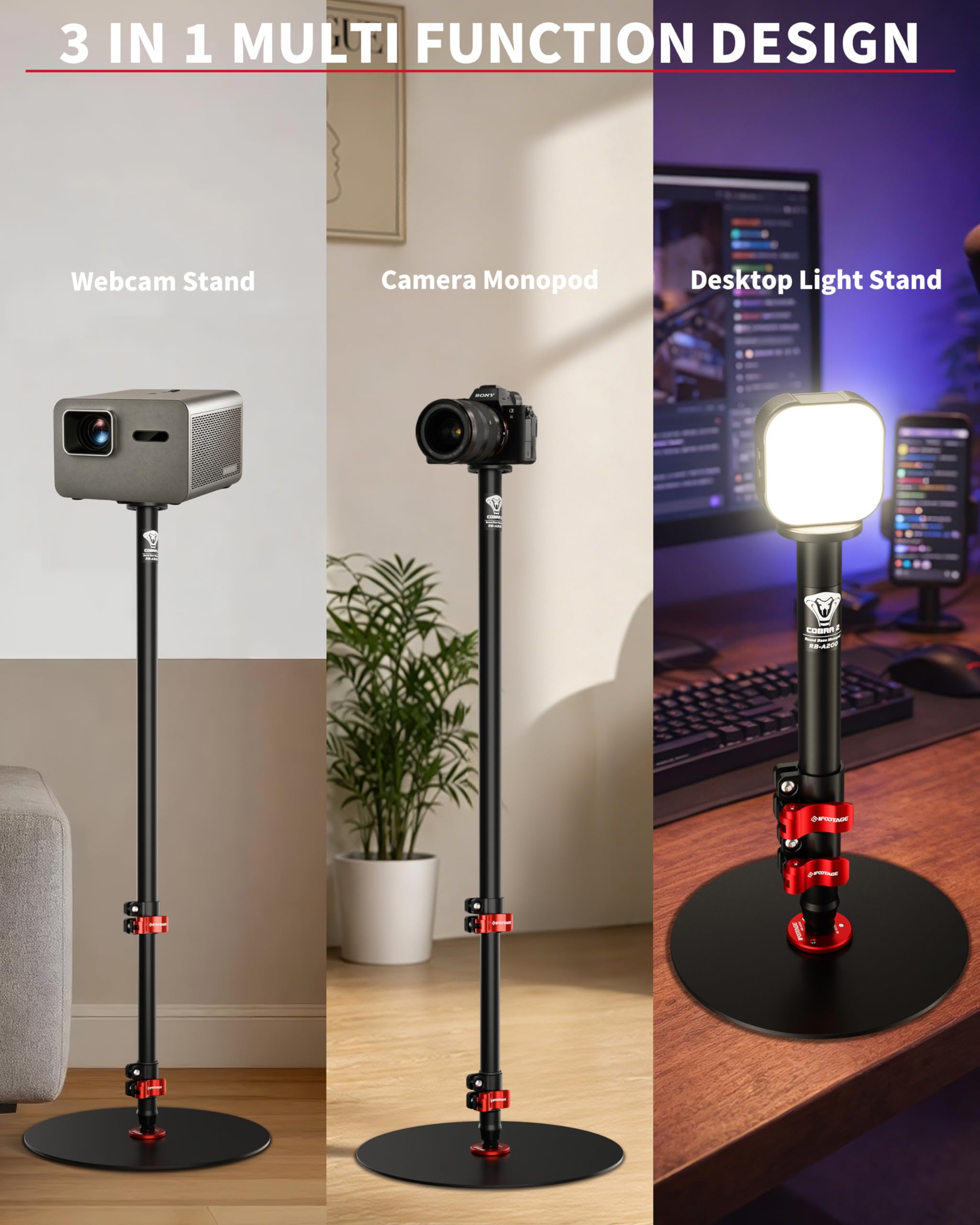 Amazon | IFOOTAGE ラウンドベース 一脚 RB-A300、Live Studio Small