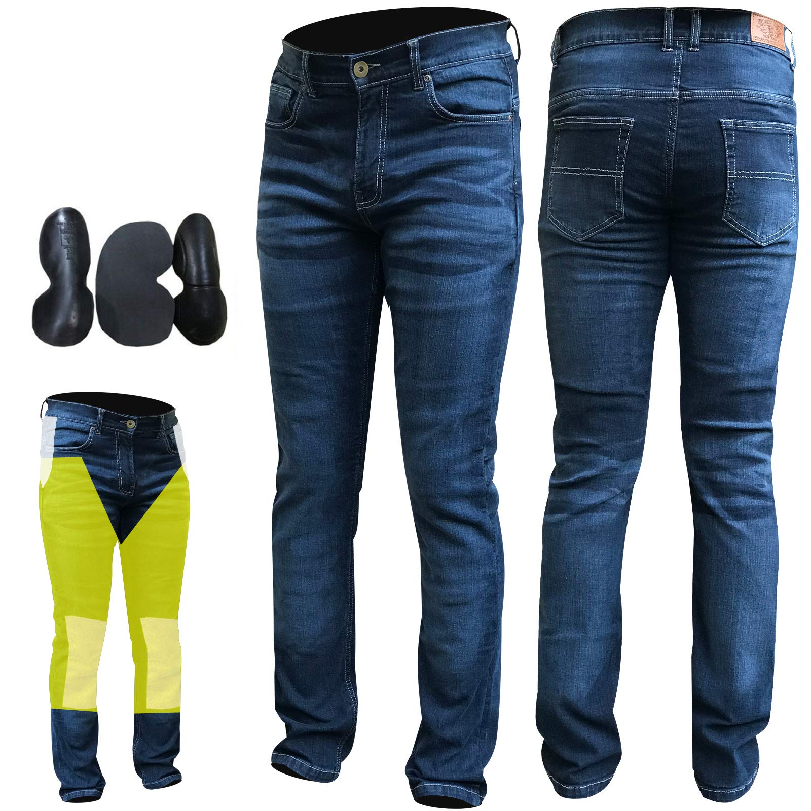 Bikers Gear Blue Stetch Jeans de Motocicleta con Forro de Kevlar para Hombre, elásticos, cómodos, con Armadura CE extraíble Unisex Adulto