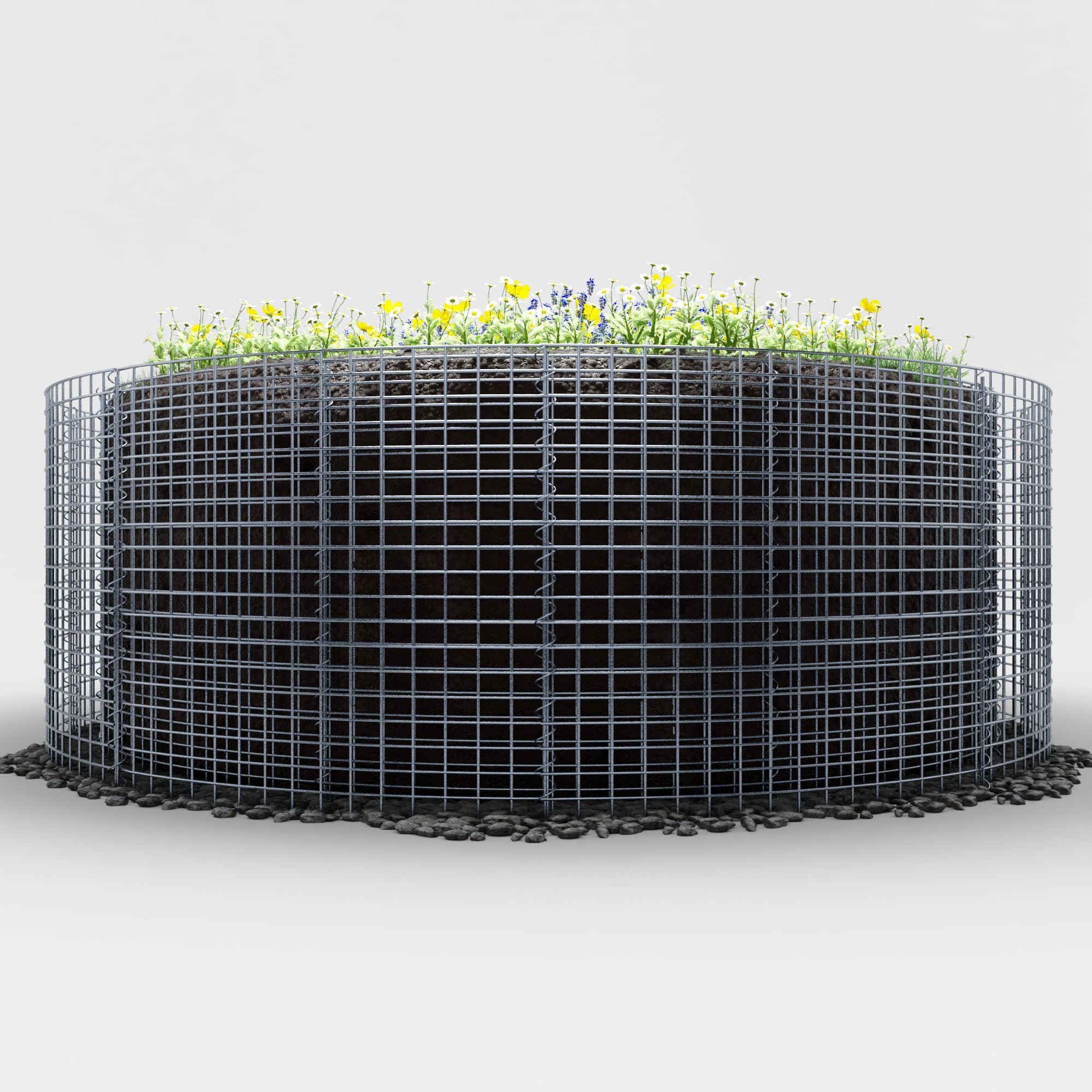 Gabiona Rundes Gabionen Hochbeet - Ø 172 cm, Höhe 50 cm - Robustes Pflanzbeet mit Zink-Alu Beschichtetem Gitter, Inklusive Montagematerial - Perfekt für Gartenfreunde