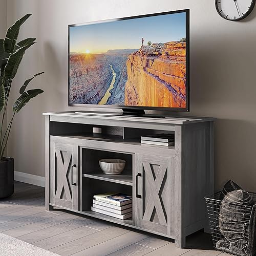 Miniatura 8 de BELLEZE Corin - Soporte de TV de 48 pulgadas, centro de entretenimiento para televisores de hasta 55 pulgadas, mesa consola multimedia con dos