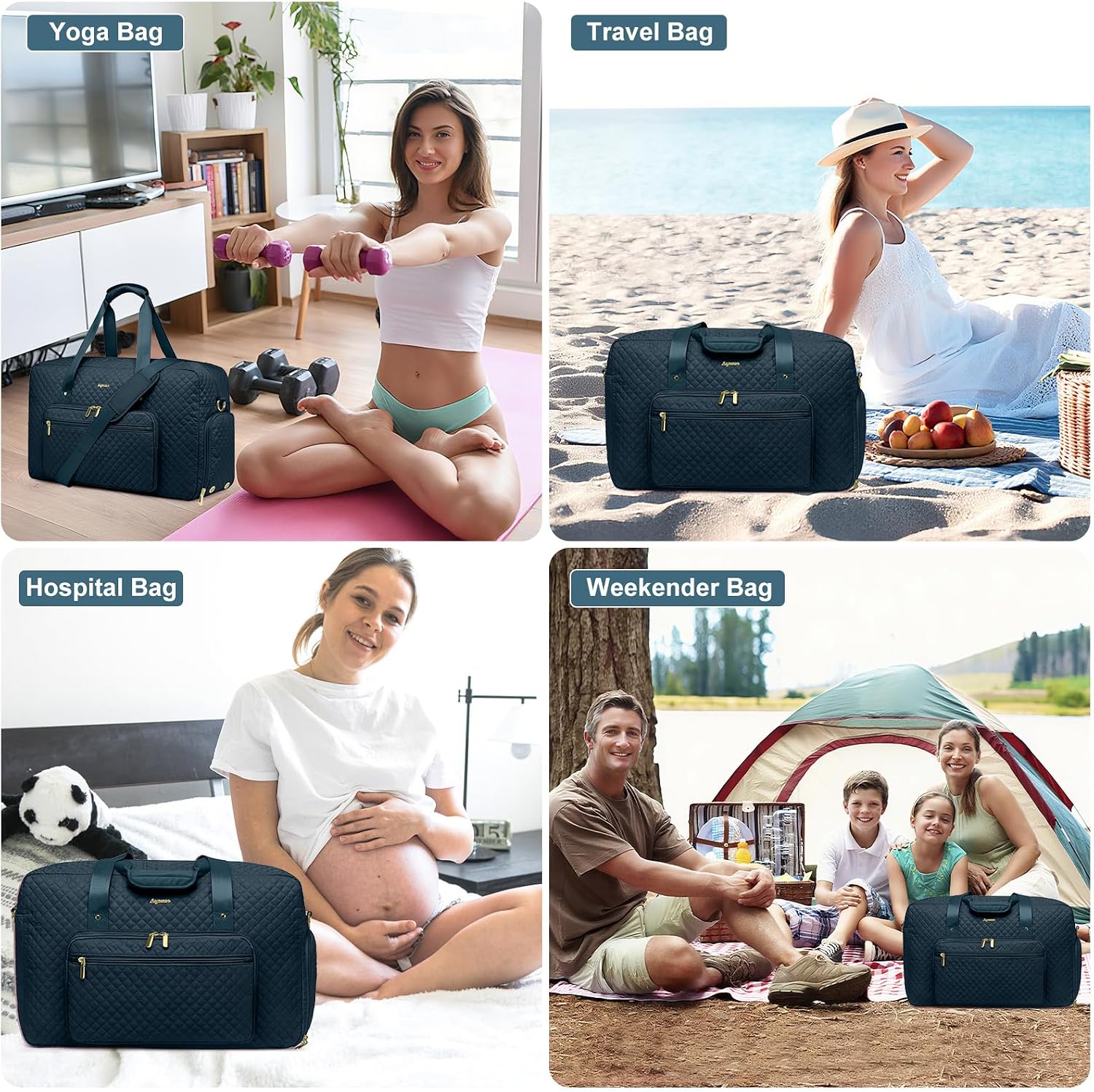 Large Weekender Travel Duffle Bag - With Shoe Compartment Weekender Bags for Womens Carry on Overnight Bag with Toiletry Bag Gym Duffel Bags with Wet Pocket Hospital Bags for Women Labor and Delivery