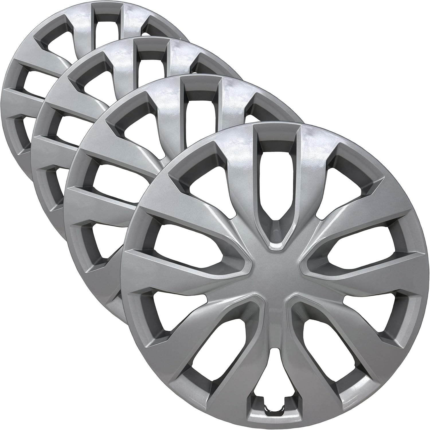 Premium Replica Hubcap, Replacement for Nissan Rogue 2014-2020, 17-inch Silver Wheel Cover (Set of 4)