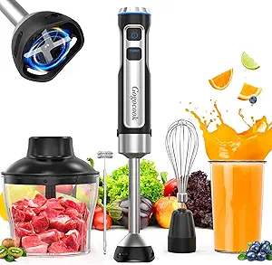 5-in-1 Hand Blender with 1000W Motor, 21 Speeds, and Multi-Functional Attachments