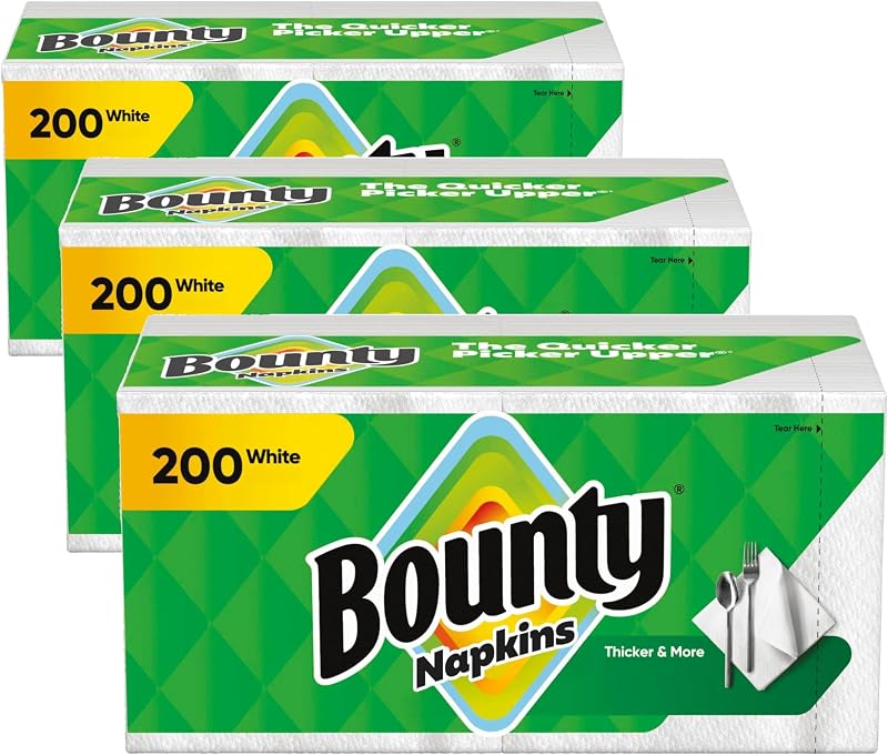 Servilletas de papel Bounty, blancas, el embalaje puede variar, 200 unidades (paquete de 3)