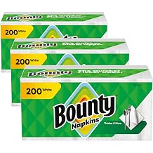 Bounty Paper Napkins, White, Packaging may vary, 200 Count Pack of 3