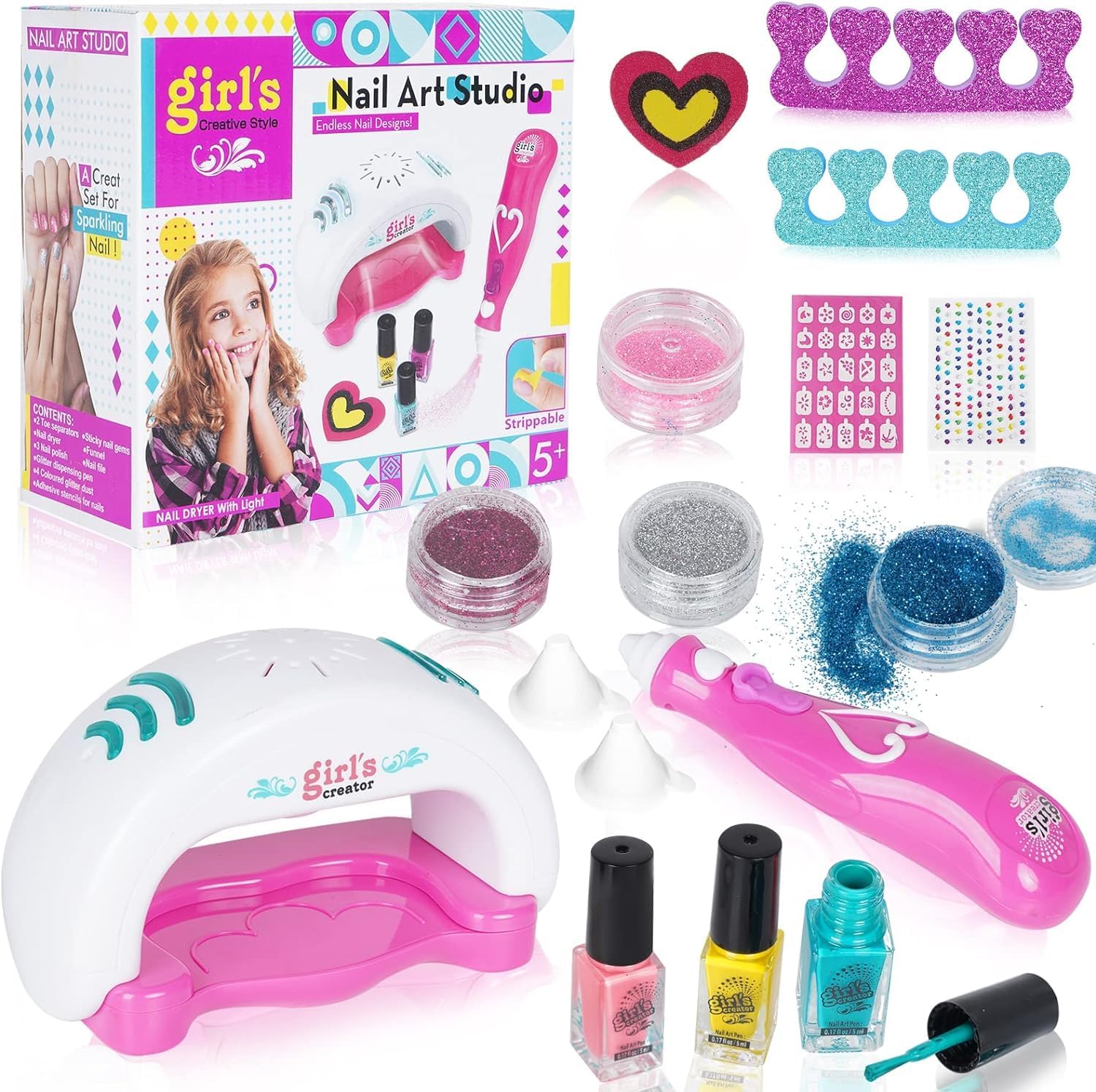 Kid Nail Studio Set Kids Nail Polish Kit Girls Nail Salon Games Kids