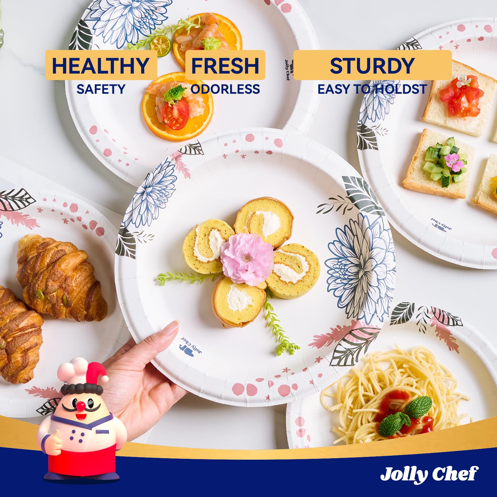 Jolly Chef 140 Disposable Paper Plates - 10 Inch -6 Jolly Chef 140 Disposable Paper Plates - 10 Inch -6
