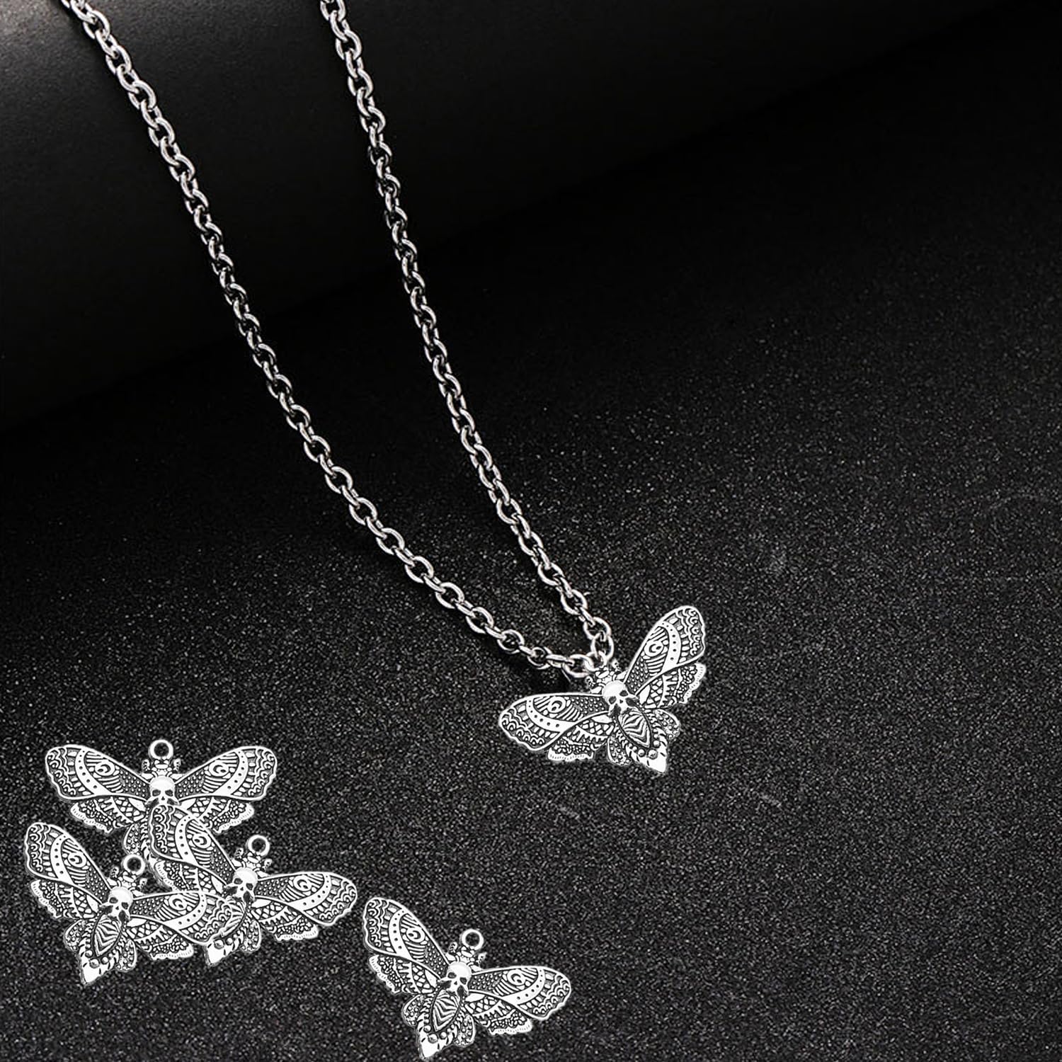 20 Pcs Vintage Moth Charms, Halloween Pendants, Silver Insect Charms for Jewelry Making, DIY Necklace Bracelet Making and Crafting - Image 3
