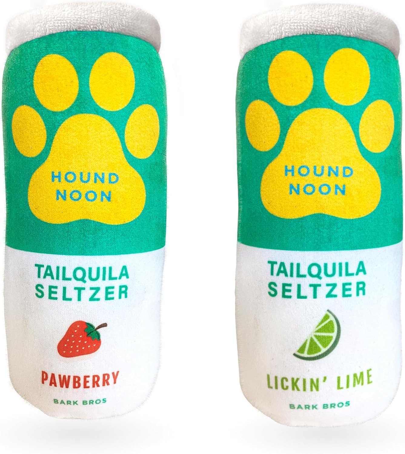 Bark Bros Hound Noon Two Pack Plush Squeaky Dog Toys Funny Drink Parody