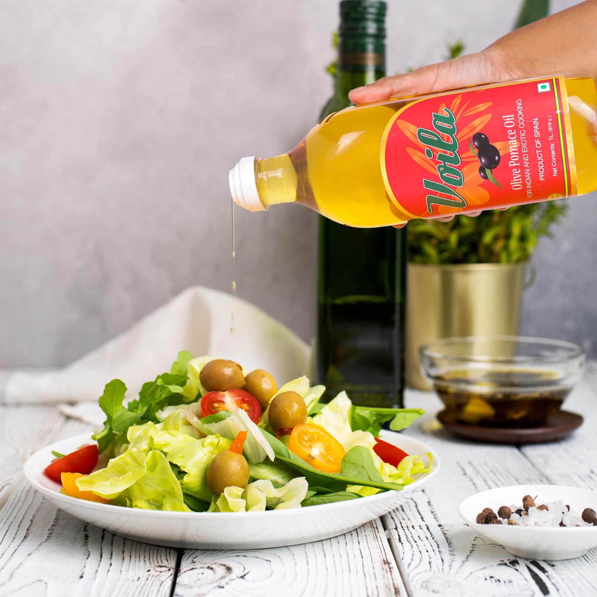 Voila Pure Olive Oil 1 liter | For Exotic Cooking & more | Olives of Spain | Nutrient Rich | Pure Olive Oil 3