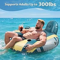 Vista 4 de River Tubes for Floating Heavy Duty, Pool Float Adult, 53" Inflatable Float Tube for Beach Lake Rafting, River Floats with Mesh Bottom