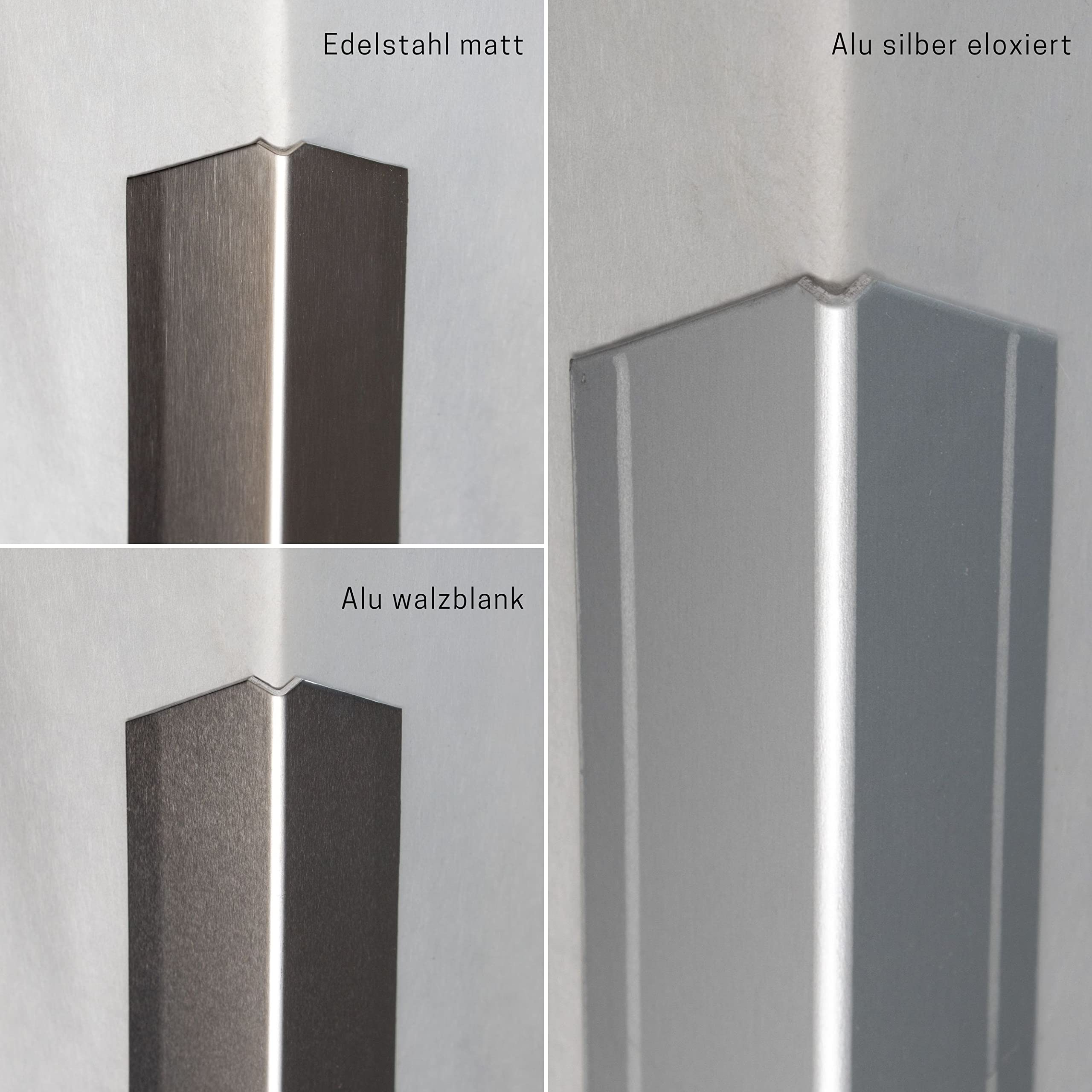 PROVISTON | Eckschutzwinkel | Edelstahl | Edelstahloptik | Breite 50 mm | Höhe 50 mm | Länge 1000 mm | Ungebohrt | Eckschutzprofil | Eckschutzleiste | Metallprofil | 1 Stück
