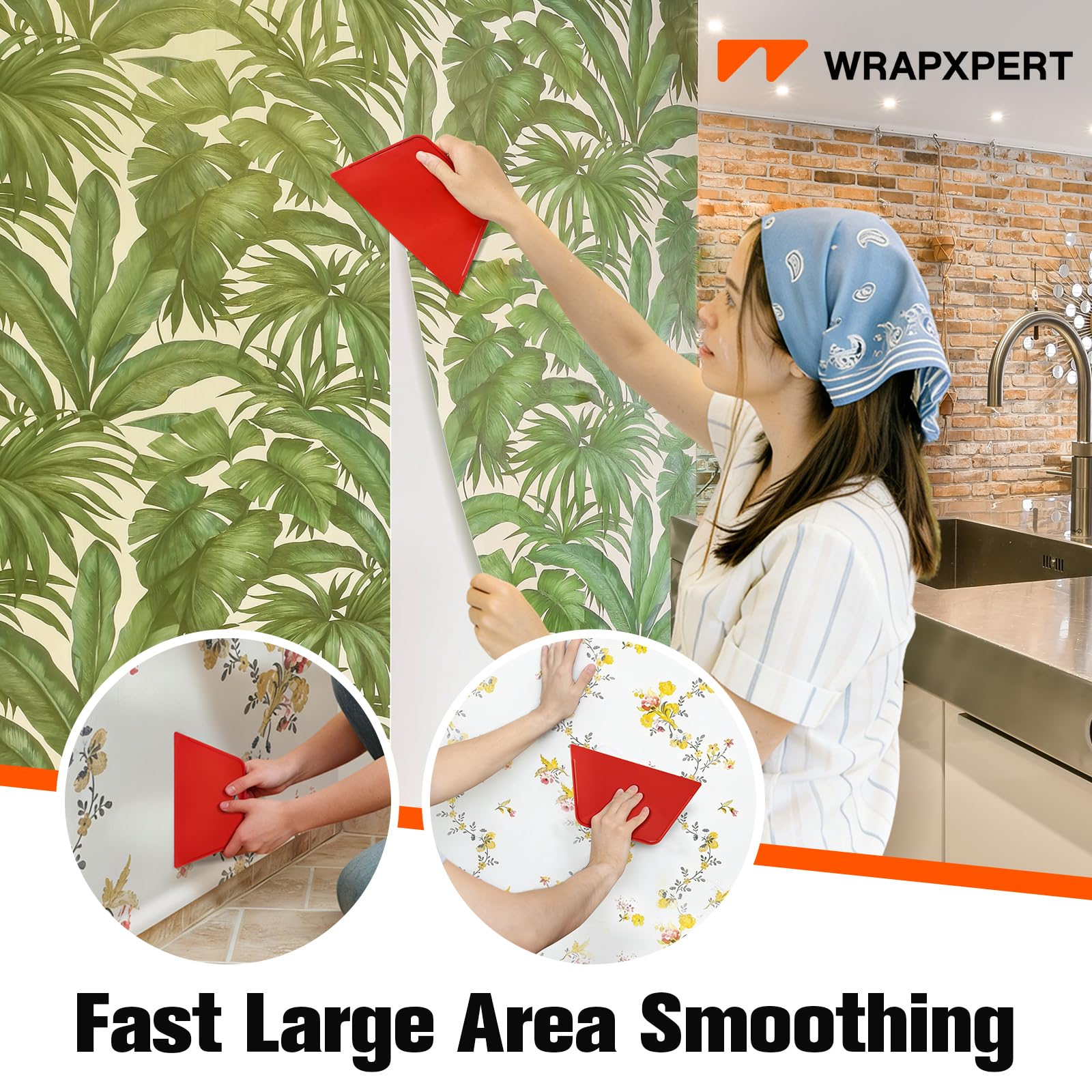 WRAPXPERT Herramientas de papel pintado, kits de herramientas de alisado de papel pintado, kit de instalación de papel tapiz de despegar y pegar para aplicación suave de papel de contacto, azulejos de