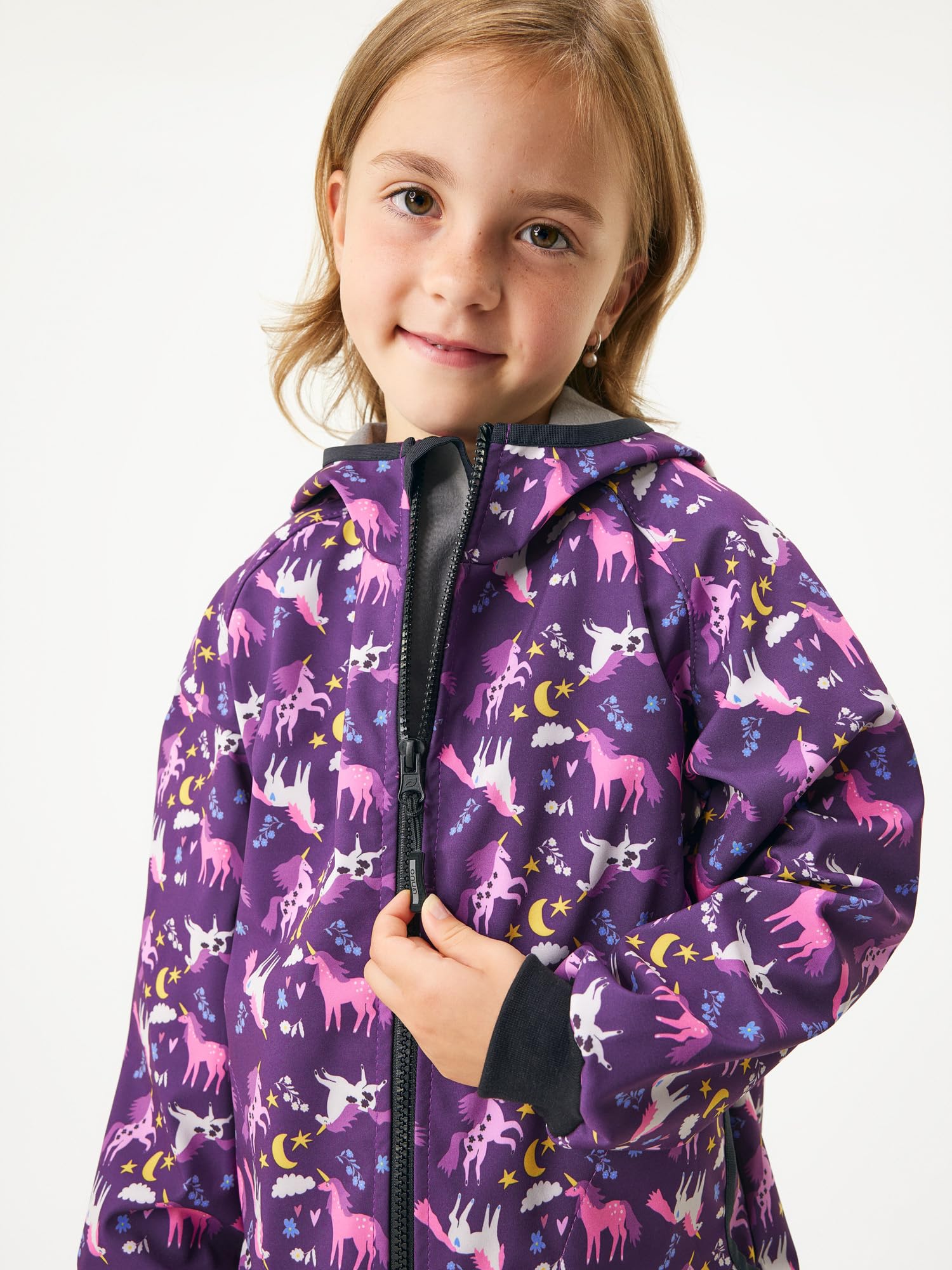 Basic Kinder Softshelljacke mit Fleece, Warme Übergangsjacke für Jungen und Mädchen, Wasserabweisend