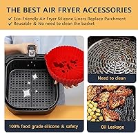 Vista 3 de Forros de silicona para freidora de aire, olla de silicona para freidora de aire de 8 pulgadas, accesorios de horno para freidoras de aire seguras