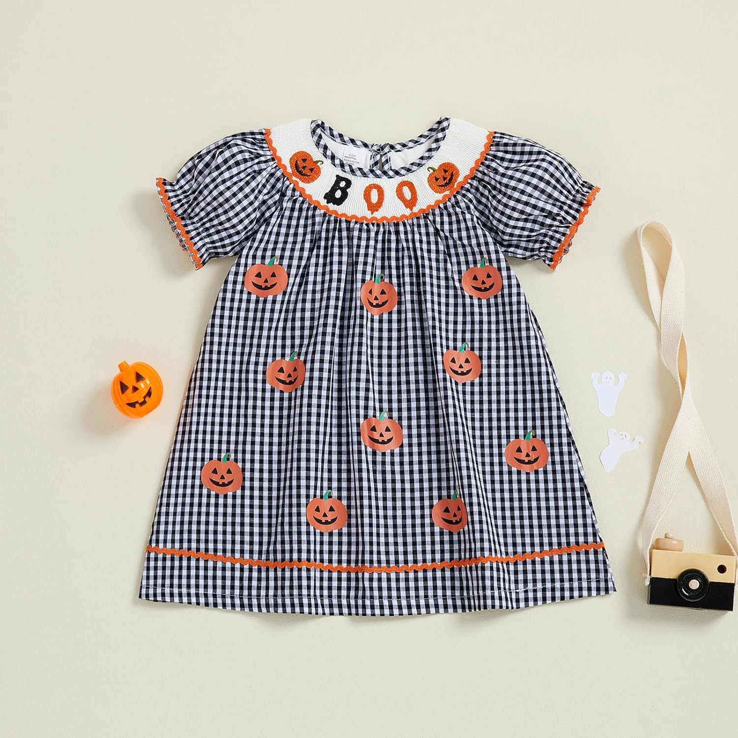 Toddler Little Baby Girl St Patricks Day Outfit Clover Smocked Dress Puff Short Sleeve Plaid Dress Irish Clothes - Image 3