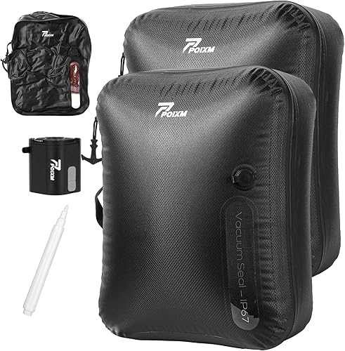 Bolsas de vacío para viajes con bomba inalámbrica, cremallera abierta de 180, impermeable IP67, bolsas de compresión reutilizables que ahorran