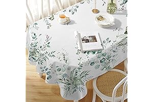 Yighty Leaf Floral Sage Green Oval Spring Tablecloth 60 x 84