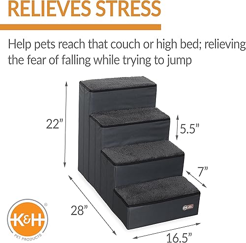 Miniatura 4 de K&H Pet Products Escaleras plegables para perros, escaleras para mascotas para perros y gatos, escalones para perros para camas altas, escaleras
