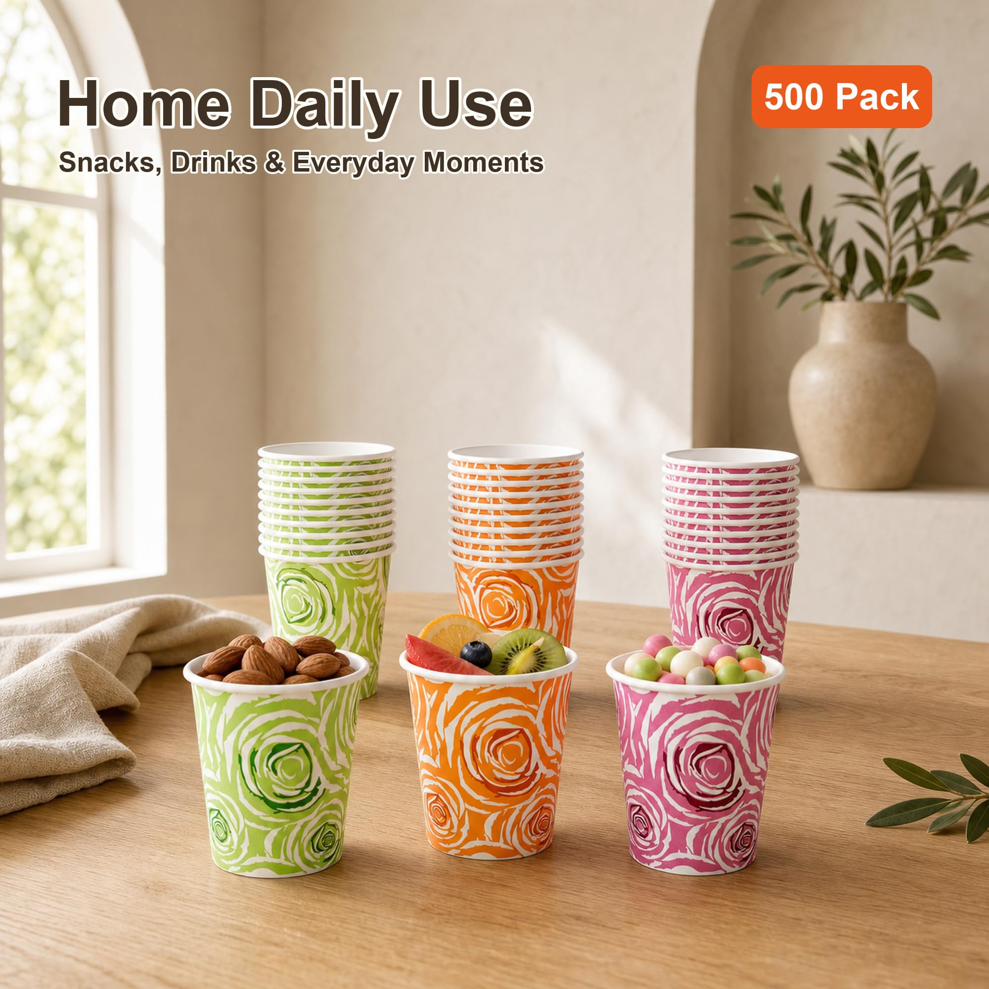 Paquete de 500 vasos de papel desechables de 5 onzas, vasos de papel coloridos, vasos pequeños para enjuague bucal, mini vasos de papel para fiestas, picnics, barbacoas, viajes y eventos