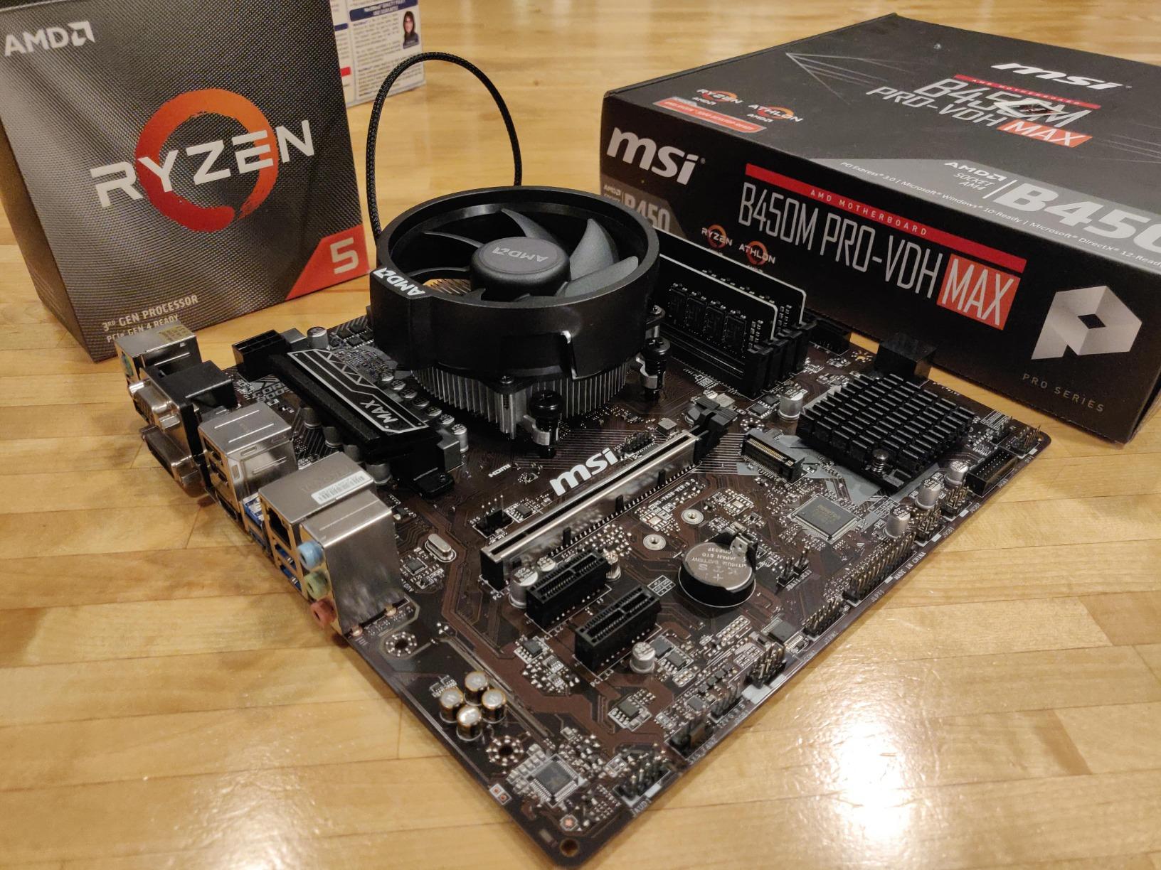 msi b450m pro-vdh max motherboard for ryzen 5 2600