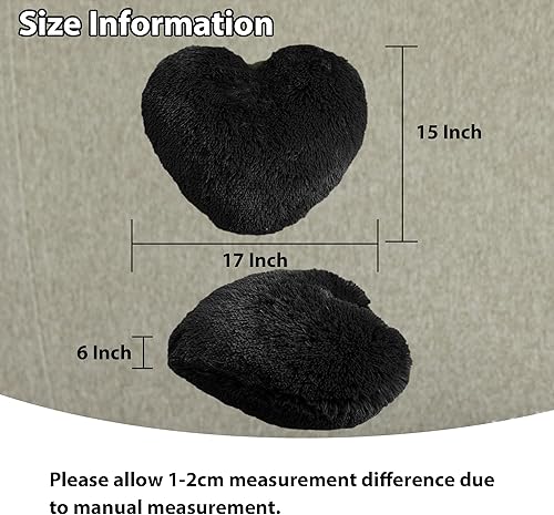Miniatura 3 de LIFEREVO Almohada de corazón de piel sintética, almohada de felpa con forma de corazón, día de San Valentín, 15 x 17 pulgadas, bonita almohada