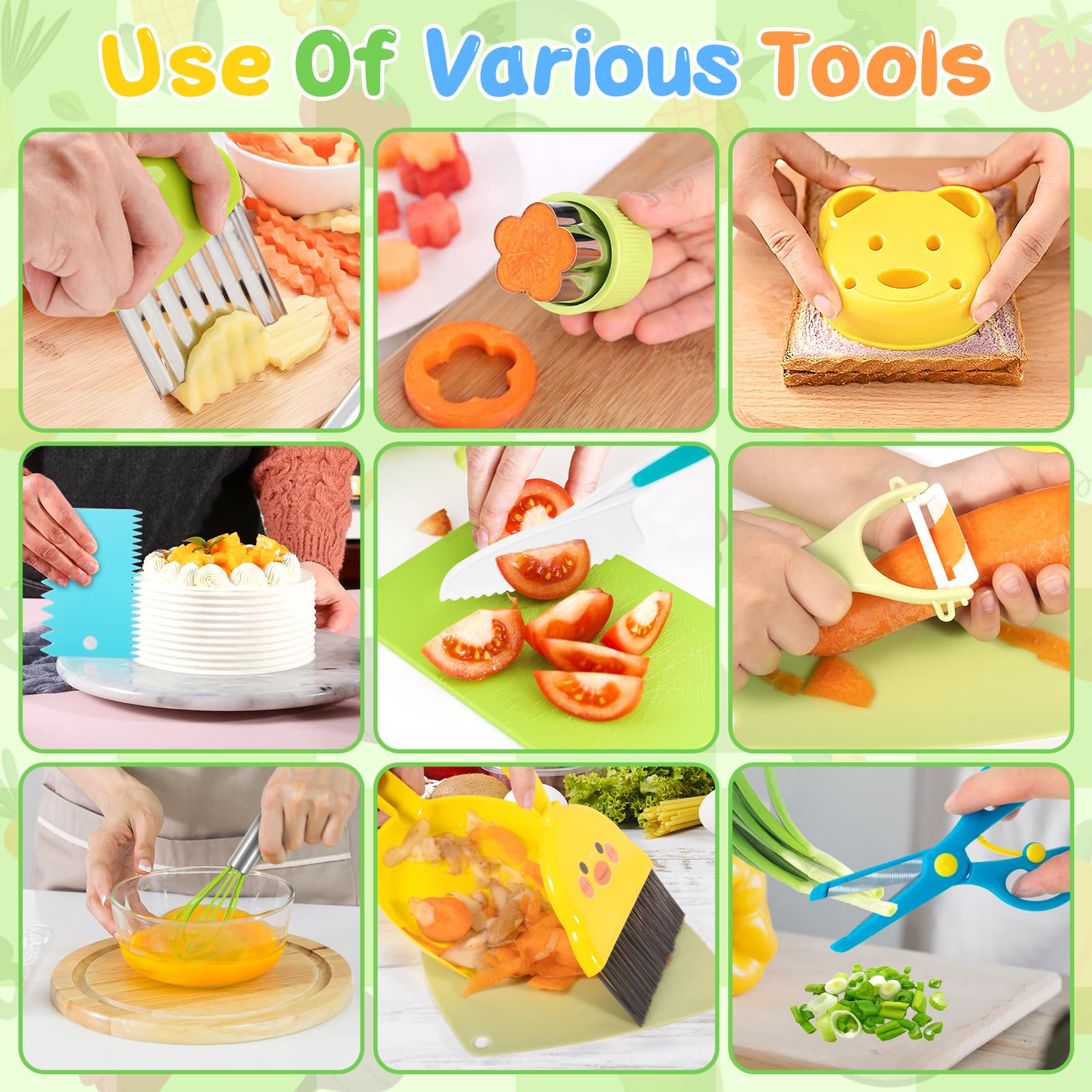 Kit Cuisine Enfant - 22 Pièces Dont Couteaux Sécurisés & Tablier - Pour Apprendre En S'amusant