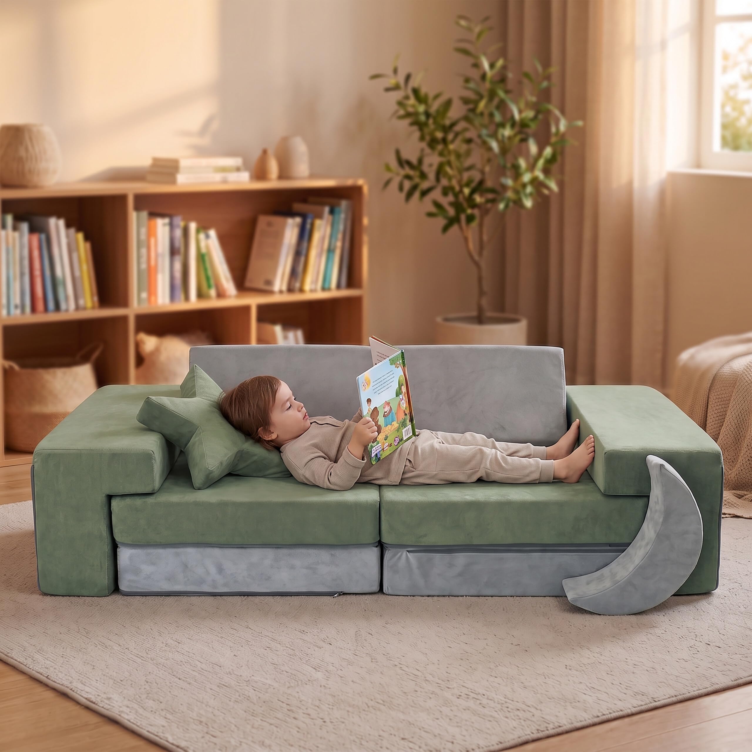 Relaxdays divanetto gioco modulare per bambini, HBT 45x140x65 cm