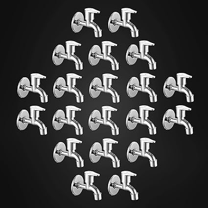 CUROVIT Torrent ZINC Alloy Wall Mounted Bib Cock Short Nose Tap Pack of 20 Silver in Color Chrome Finish Quarter Turn with Wall Flange in Bathroom & Kitchen Area