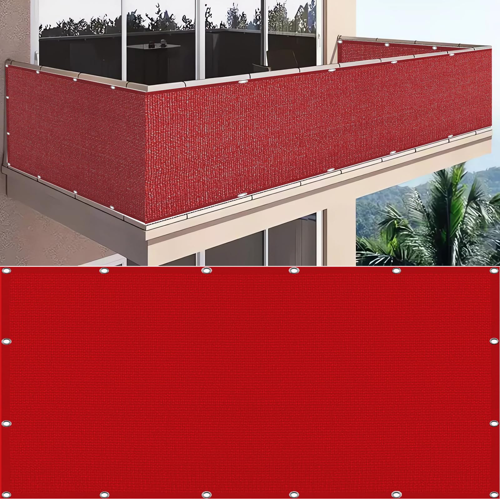GJZQDKX Red Privacy Net Fence Screen with Eyelets - 4.5m x 28m 180g/m² Weatherproof Balcony Cover Wind Protection for Garden Balcony & Sports Field