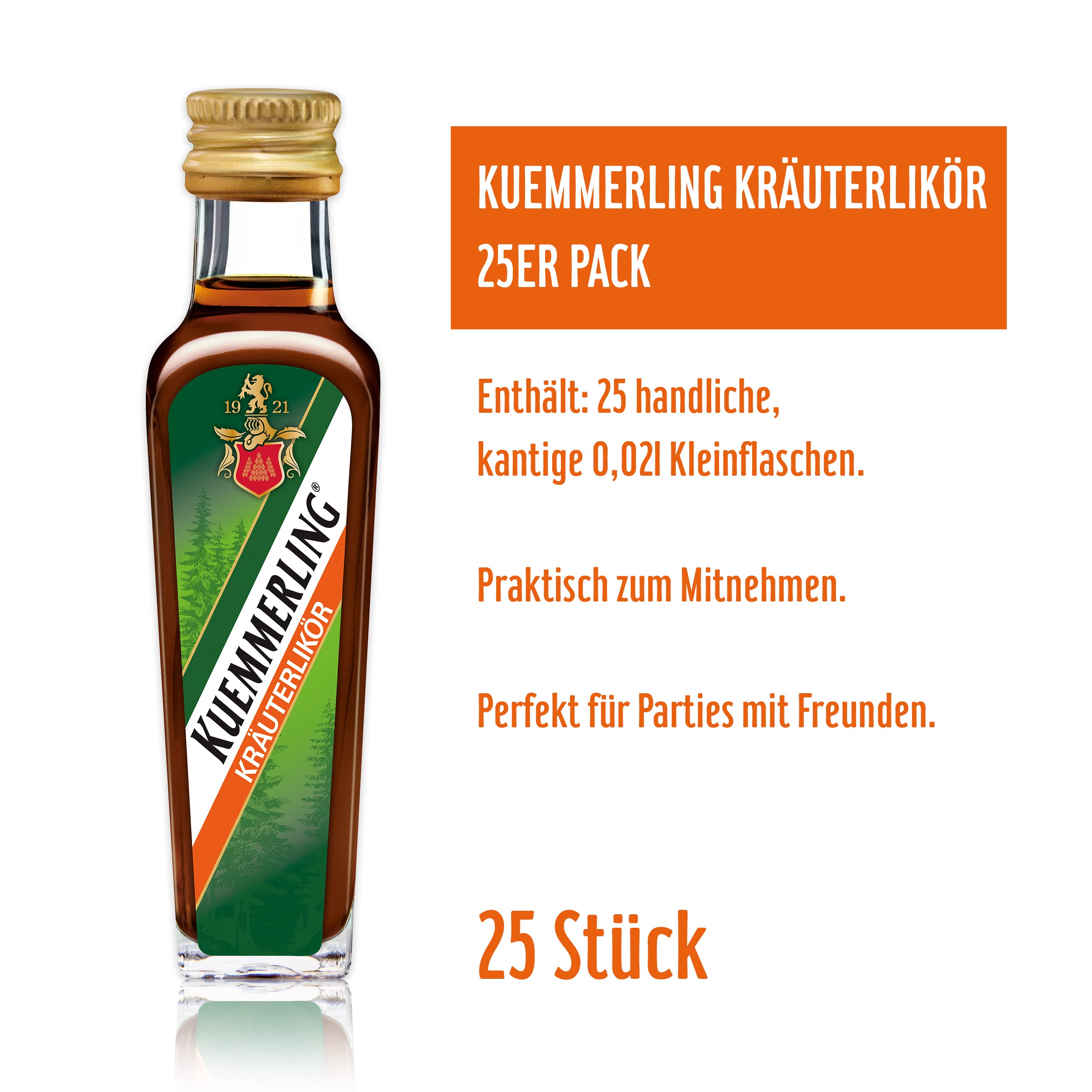 Kuemmerling Kräuterlikör (3x 25x0,02l) 35% vol., Der Halbbitter mit Kultstatus auf Kräuterbasis im Kuemmerling Würfel. Praktisch zum Mitnehmen und perfekt für Parties mit Freunden