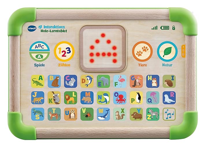 Vtech Baby Interaktives Holz-Lerntablet – Umweltfreundliches Kindertablet aus FSC®-zertifiziertem Holz – Leuchtende Touch-Oberfläche und Verschiedene Spielmodi – Für Kinder von 1-4 Jahren