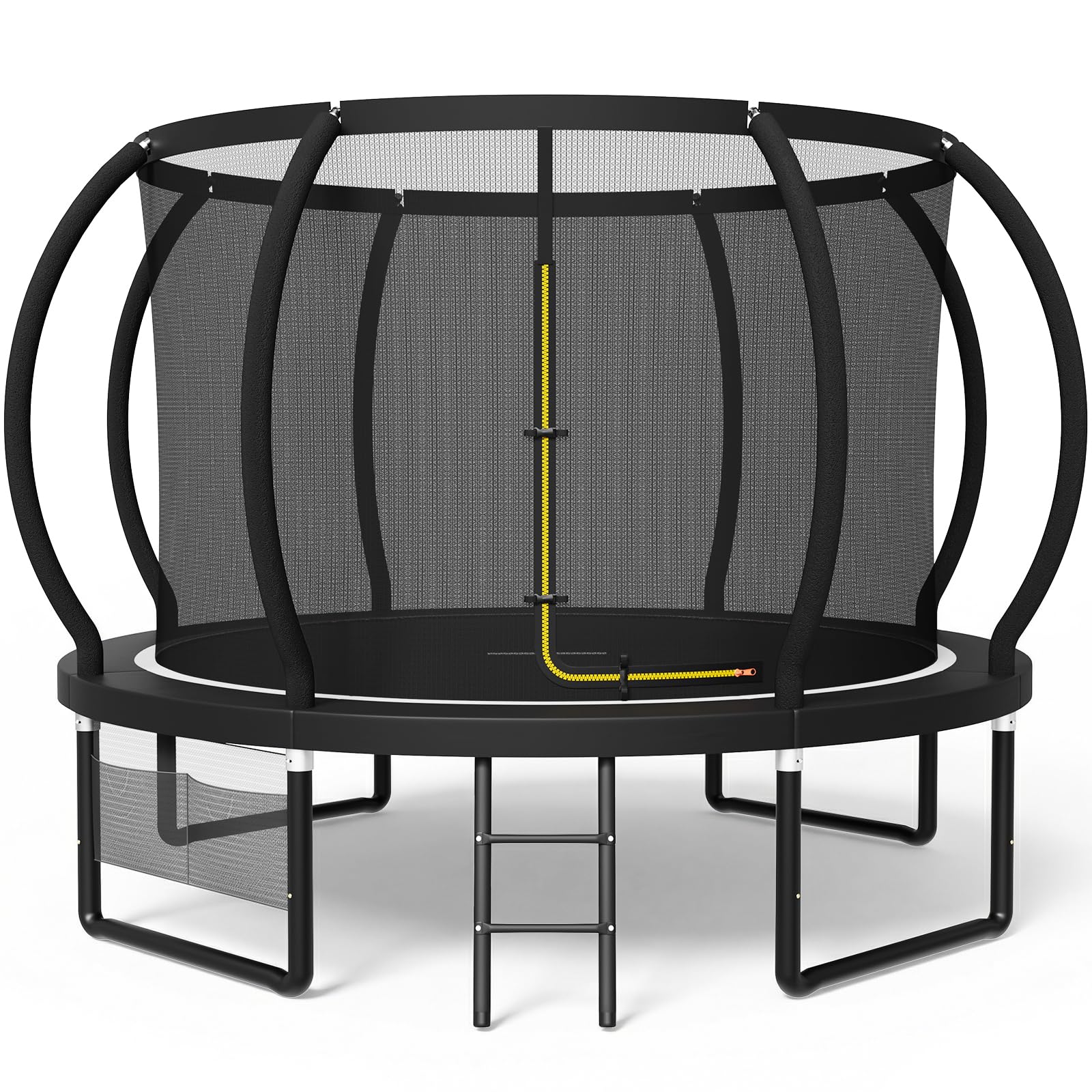 Devoko Trampolino da Esterno Ø 228/305/366/427 cm, Certificazione GS, per Bambini, con Rete di Sicurezza, Scala, Design a Zucca, Portata Massima 150 kg