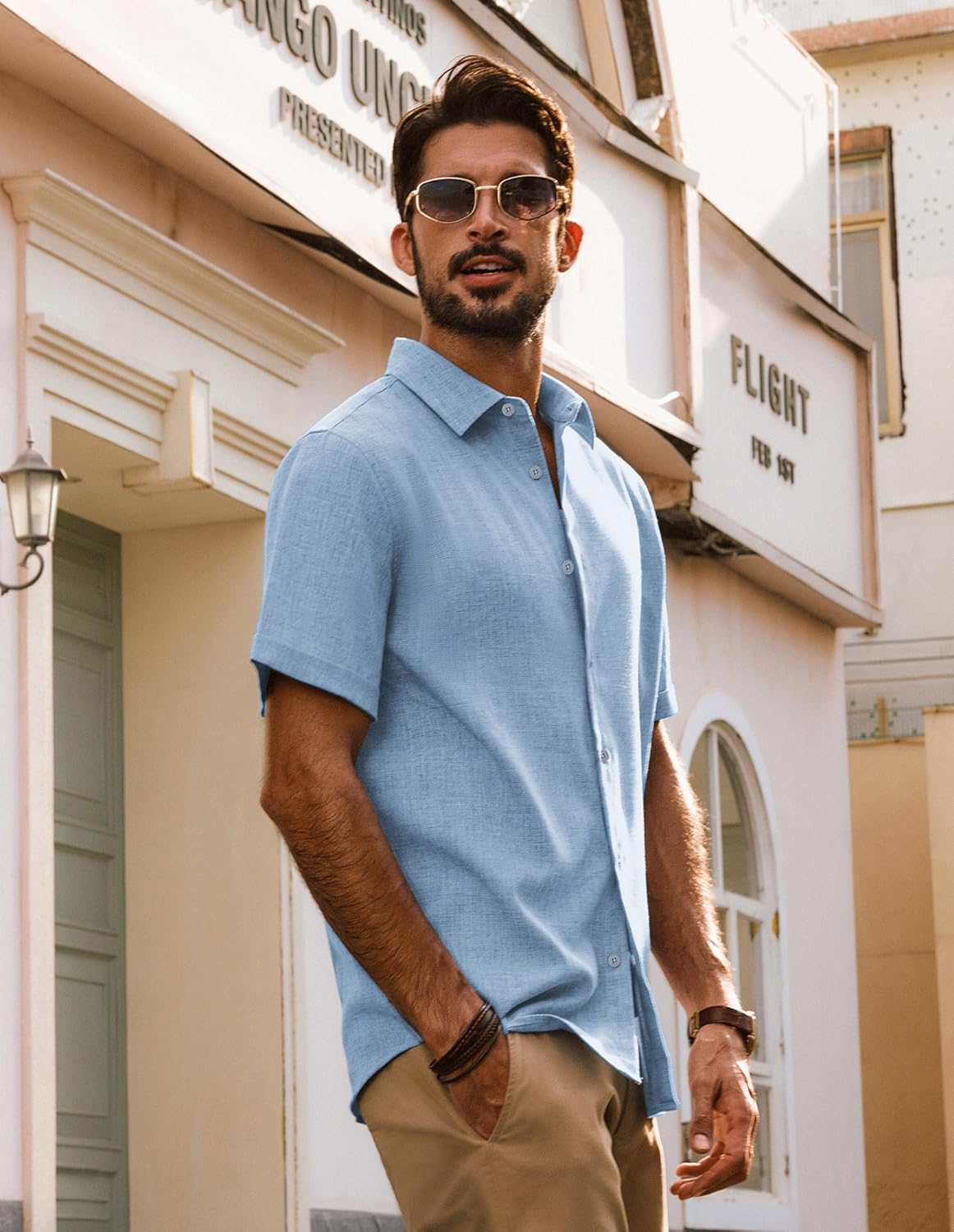 PJ Jones Mens Casual Shirts Short Sleeve Button Down Shirt Lightweight Summer Shirts - Image 3