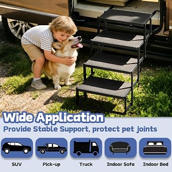 Dog Steps for Car, SUV with Upgraded Non-Slip Surface, 4 Steps