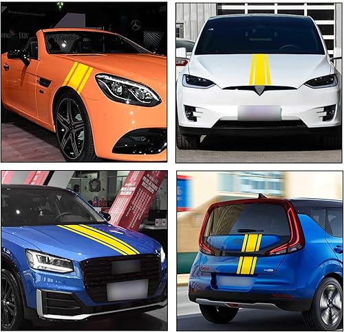 Miniatura 3 de TOMALL Adhesivo de vinilo para capó de automóvil, 49 x 8.7 pulgadas, amarillo, impermeable, estilo moderno, para ventana, un solo uso, fácil de