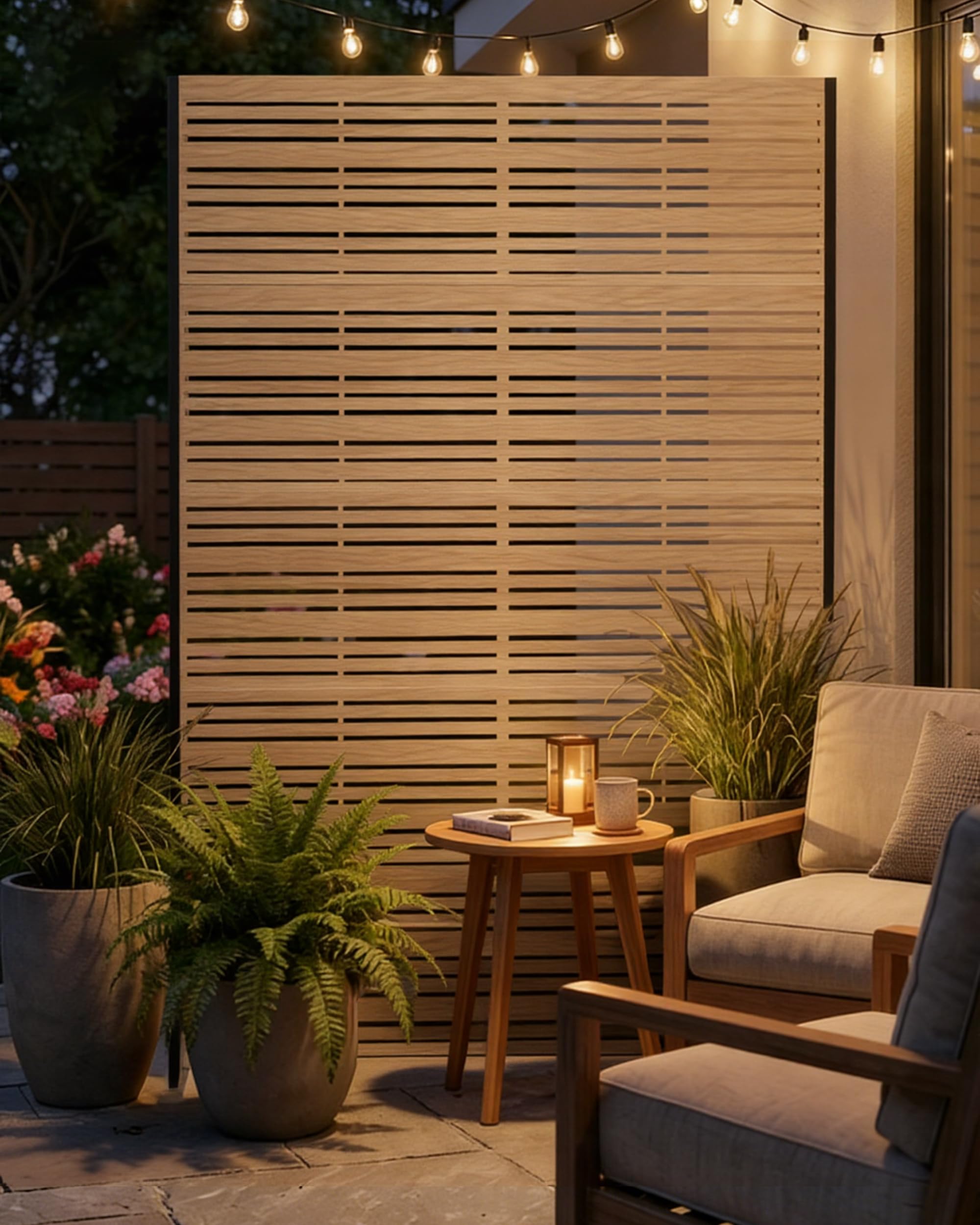 Brise-Vue pour Jardin, Balcon, terrasse et fenêtre, Paravent extérieur en métal 183 cm, résistant aux intempéries et autoportant avec ancrages au Sol, thermolaqué et antirouille