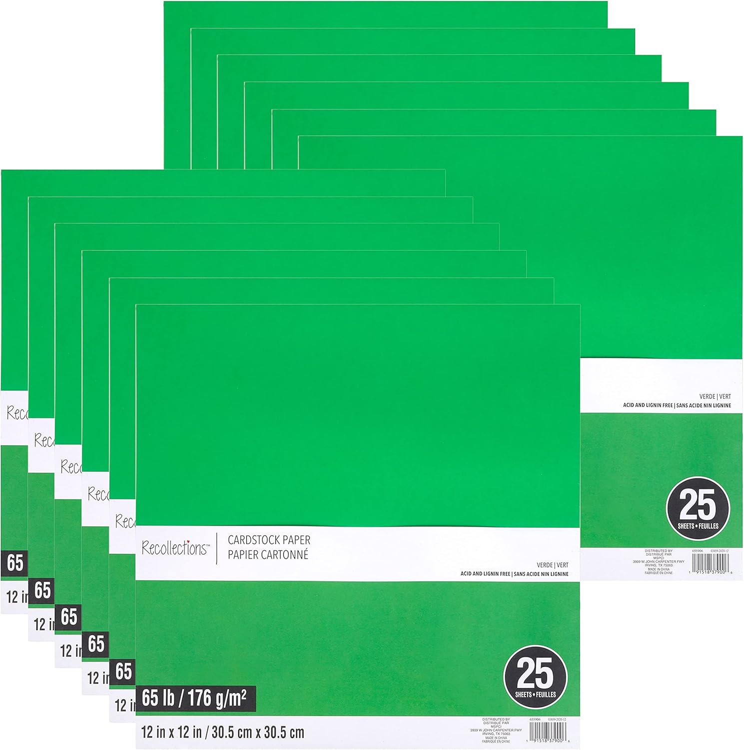 Recollections 300 Sheets Verde 12" x 12" Cardstock Paper - Acid and Lignin Free Paper for Scrapbooks, Arts & Crafts - Bulk Pack