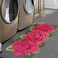 Vista 45 de USTIDE Alfombra esponjosa de rosa para piso, alfombra suave y peluda, alfombra hecha a mano, alfombras modernas, alfombras lavables para sala