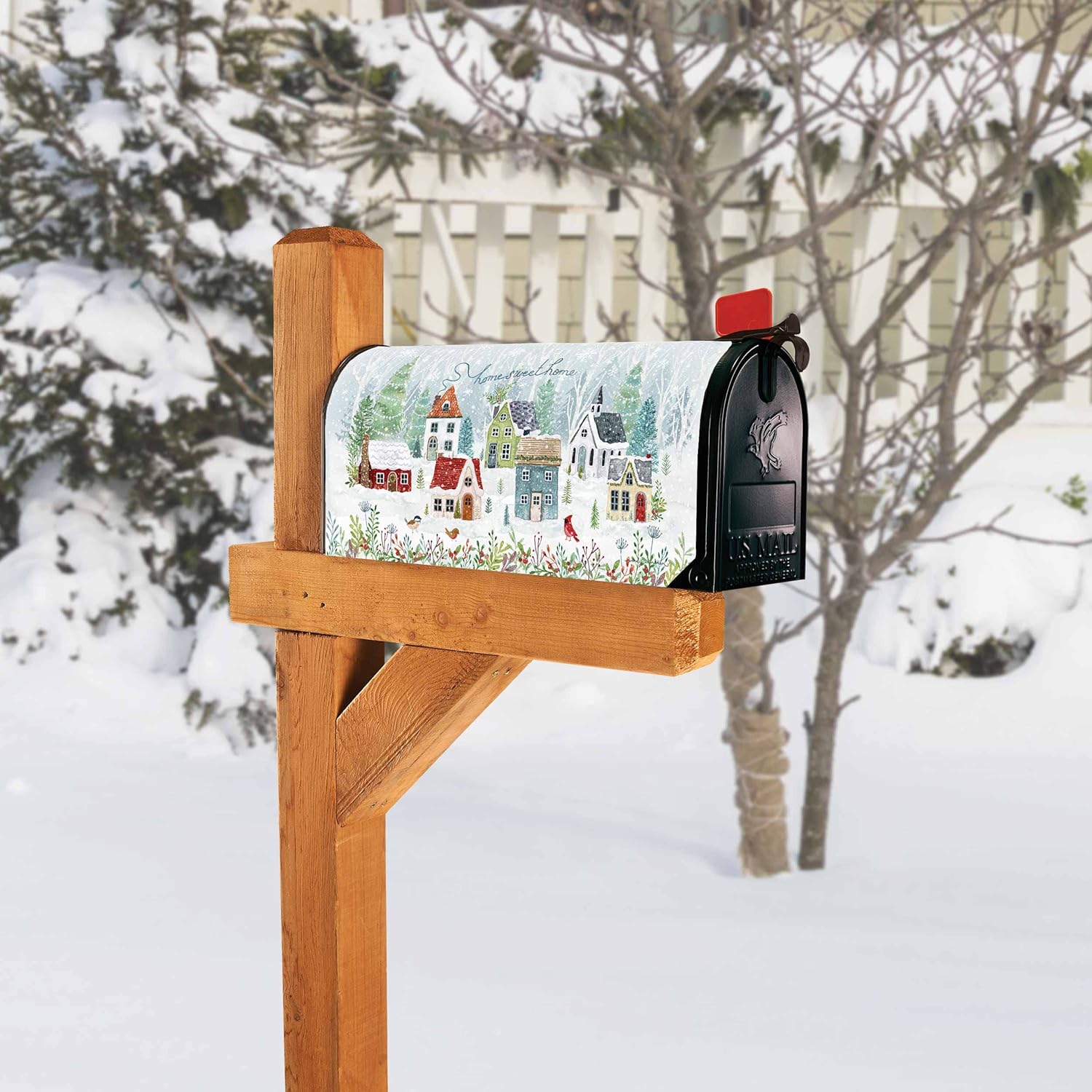 Studio M The Original Magnetic Mailbox Cover Decorative MailWrap, Fits Standard Size 6.5 x 19 Inch Mailbox, Vinyl Winter Bird Branches