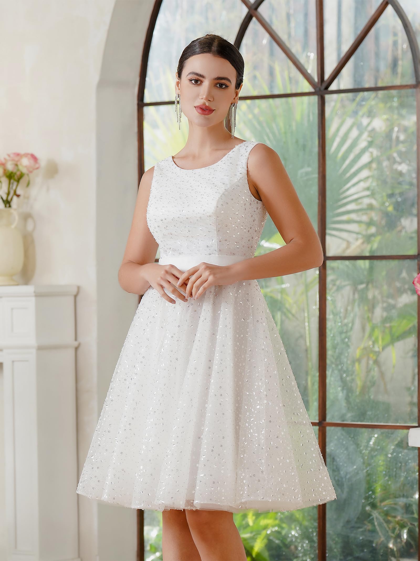 Robe Femme Chic Et Elegant Mariage Robe De Demoiselle d'honneur en Tulle sans Manches Robe de Mariage Robe de Bal de Promo