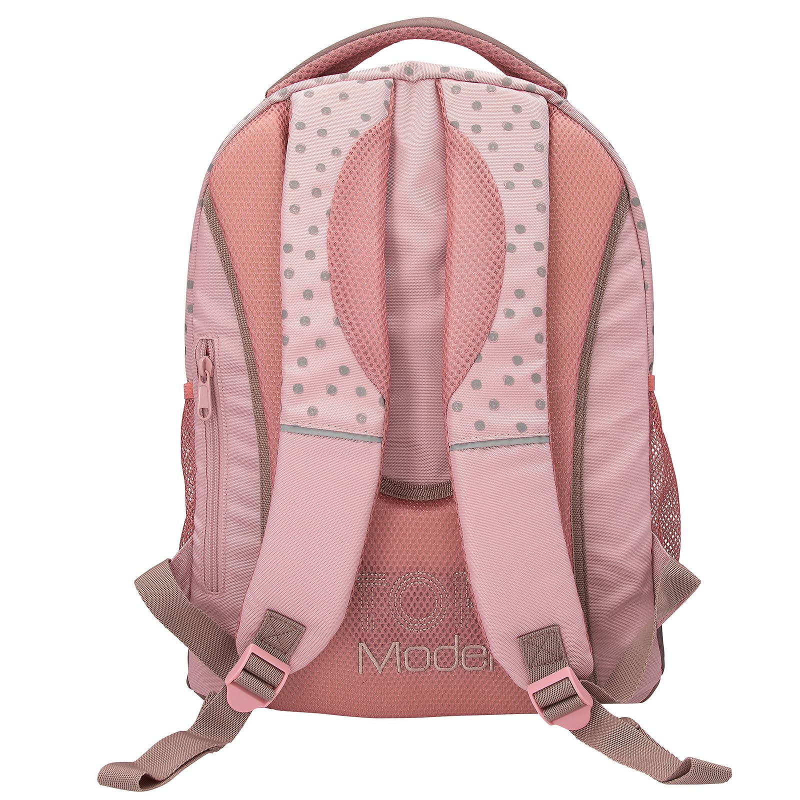 Depesche 14009 TOPModel Dots - Schulrucksack in Rosa, mit Model Motiv, Punkte-Muster und Glitzer, Schultasche mit verstellbaren Trägern