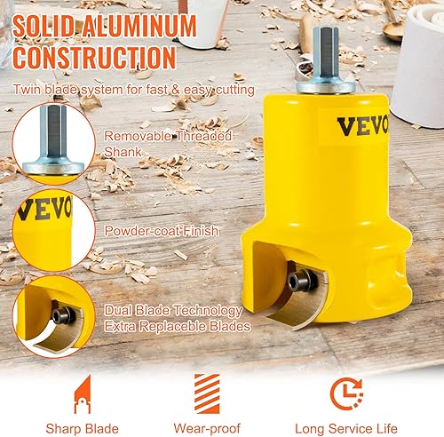 Miniatura 4 de VEVOR Cortador de espigas, 11.000 in y 1.5 pulgadas1.496 in y 2 pulgadas2.000 in, cortador de muebles de troncos de aluminio y acero de alta