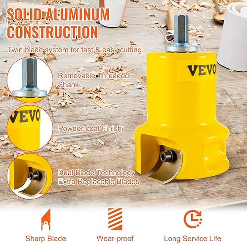 Miniatura 4 de VEVOR Cortador de espigas, 11.000 in y 1.5 pulgadas1.496 in y 2 pulgadas2.000 in, cortador de muebles de troncos de aluminio y acero de alta