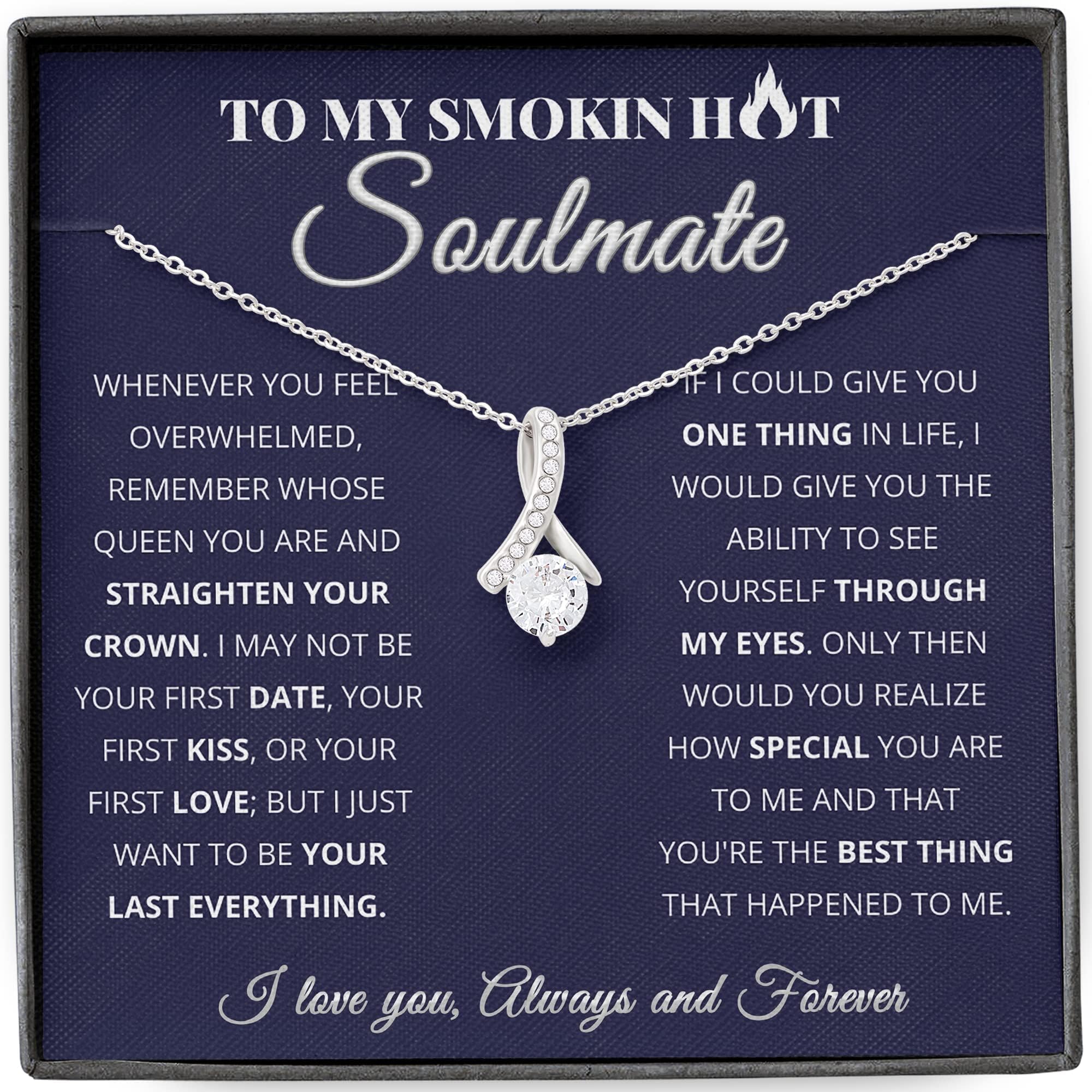 IREALLOVE My Smokin Hot Soulmate Necklace Valentine's Day Gift for Wife, You are Already You are Mine, Necklace for Wife from Husband, Silver Pendant, Present for Birthday, Anniversary, Christmas
