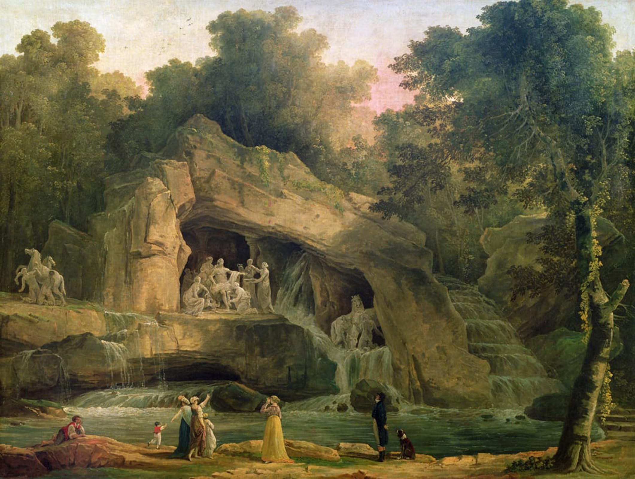SERENDIPITP Abstract Painting Mural Print Picture Wall Decor Painting the Grove of Baths by Hubert Robert Vintage Wall Artwork for Home Decor 60x90cm