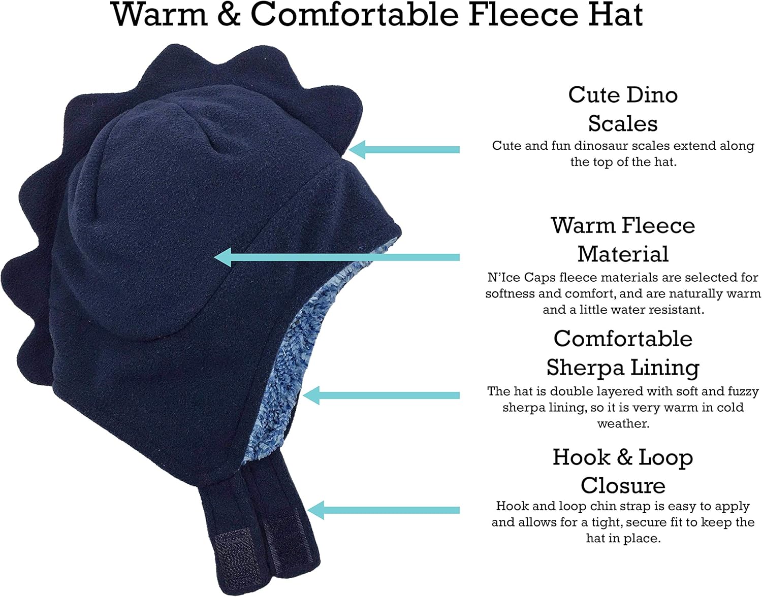 N'Ice Caps Toddler Baby Hat Mitten Set Boys Dino Fleece Gloves Warm Sherpa Lined - Image 5