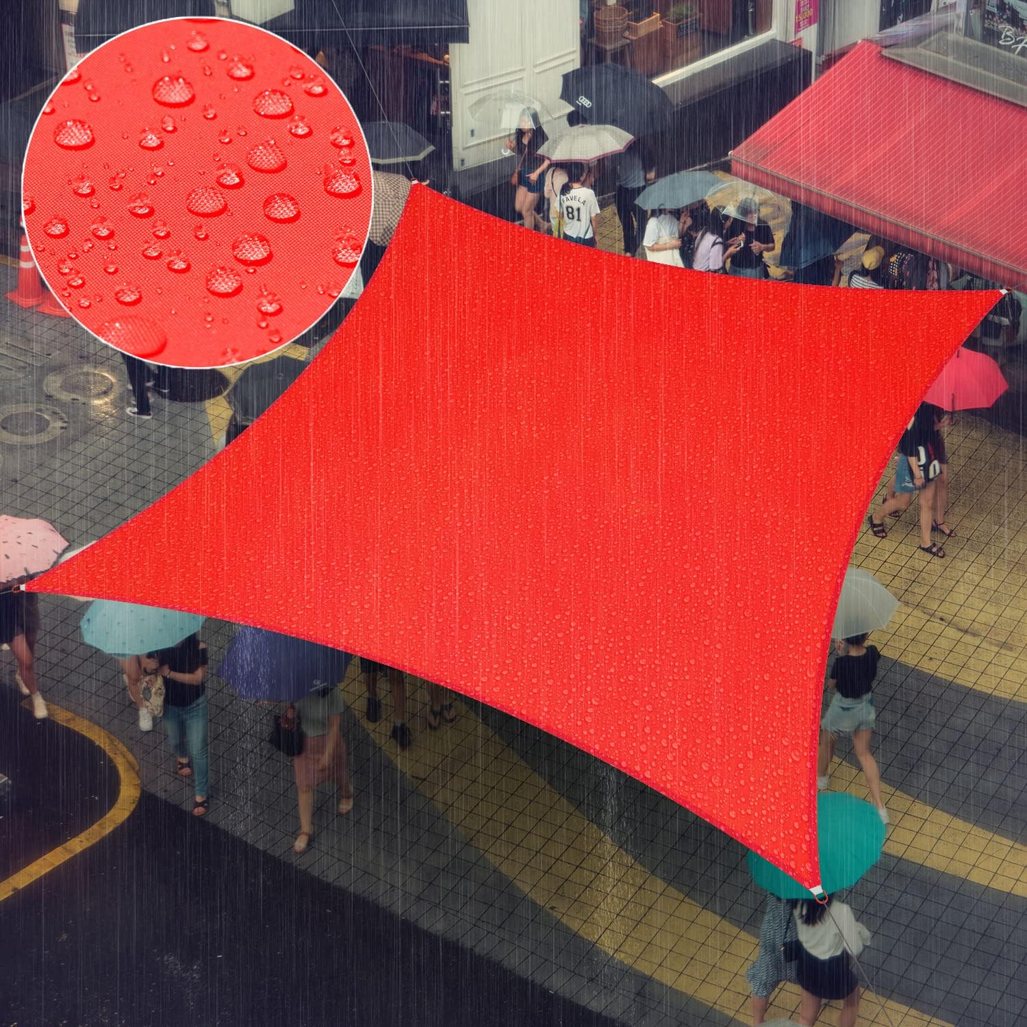 Amgo 9.5' x 9.5' Red Square Waterproof Sun Shade Sail UPF50+ AMWTPS9.5 Canopy Awning Shelter, 98% UV Blockage Water Resistant, Outdoor Backyard Patio Garden Carport (We Make Custom Size)