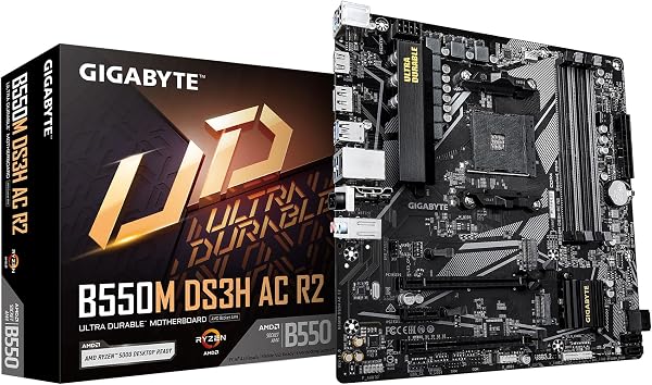 GIGABYTE B550M K Motherboard, Supports AMD AM4 Ryzen 5000 Processors, Micro-ATX, DDR4, Dual M.2, SATA 6Gb/s, Realtek GbE