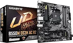 GIGABYTE Placa-mãe B550M DS3H AC R2 AMD AM4, Micro-ATX, DDR4, Dual M.2, SATA 6Gb/s, WIFI5, Realtek GbE LAN, PCIe 4.0